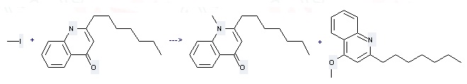 4(1H)-Quinolinone, 2-heptyl-1-methyl- can be obtained by Iodomethane and 2-Heptyl-1H-quinolin-4-one